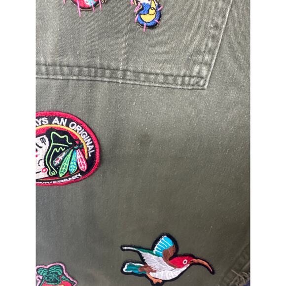 Linne by Gunda Japanese Denim Army Green Midi Skirt Embellished Mickey Women 30" - Picture 2 of 11